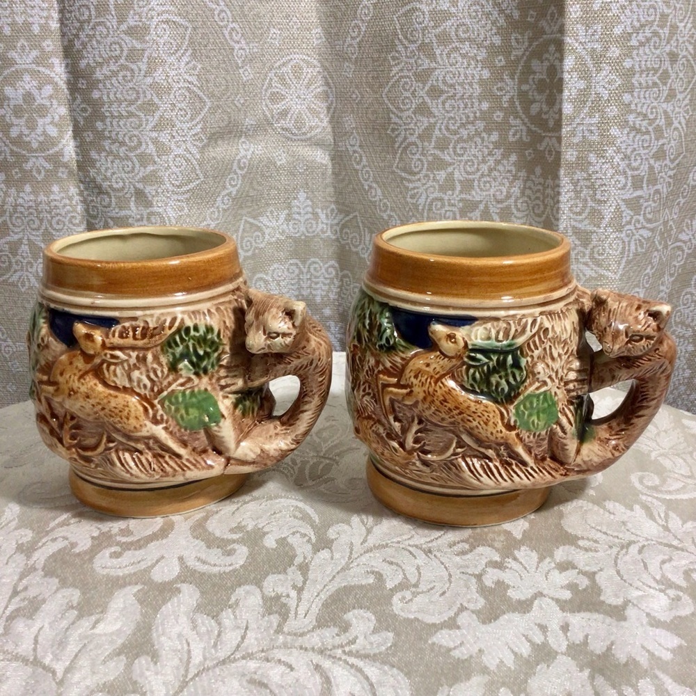 Vintage Lego Japan Ceramic Animal Mugs